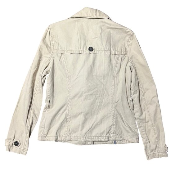 Abercrombie and Fitch Khaki Cropped Trench Coat Size Large - Picture 2 of 5